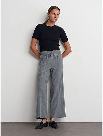 DILVIN Pantalon Large En Crêpe À Taille Coulissante