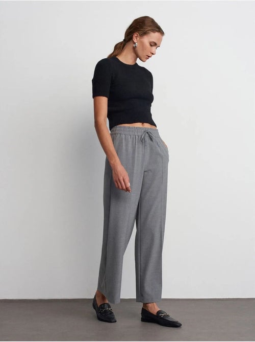 DILVIN Pantalon Large En Crêpe À Taille Coulissante - Kiabi DILVIN Pantalon Large En Crêpe À Taille Coulissante - Kiabi