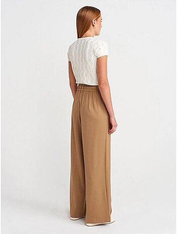 DILVIN Pantalon Large En Crêpe À Taille Coulissée