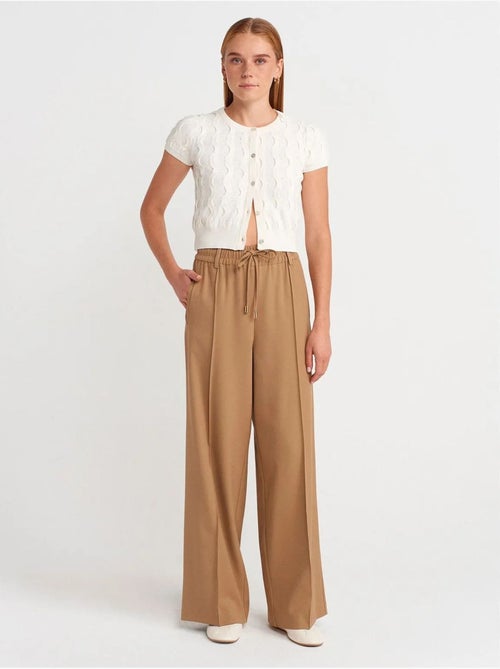 DILVIN Pantalon Large En Crêpe À Taille Coulissée - Kiabi DILVIN Pantalon Large En Crêpe À Taille Coulissée - Kiabi