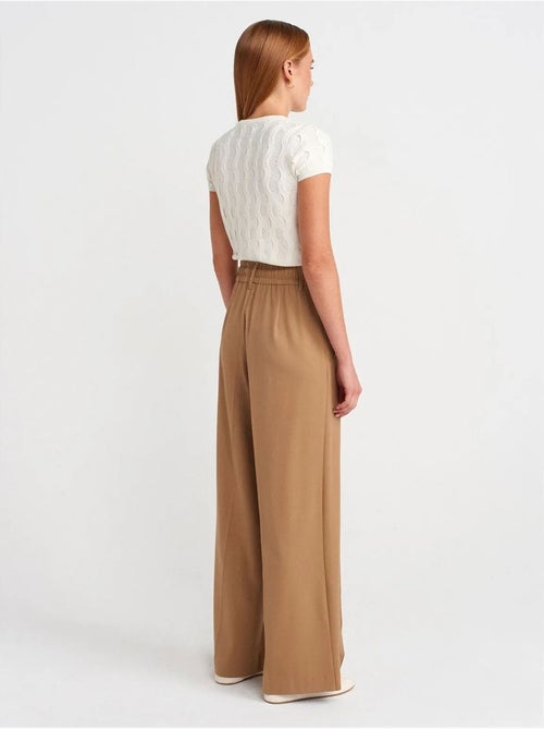 DILVIN Pantalon Large En Crêpe À Taille Coulissée - Kiabi DILVIN Pantalon Large En Crêpe À Taille Coulissée - Kiabi