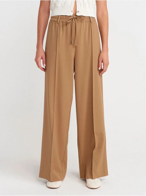 DILVIN Pantalon Large En Crêpe À Taille Coulissée - Kiabi DILVIN Pantalon Large En Crêpe À Taille Coulissée - Kiabi