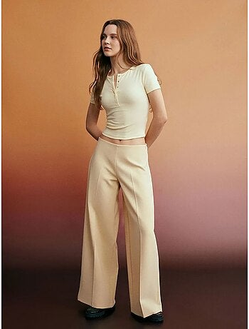 DILVIN Pantalon Large En Crêpe À Taille Haute