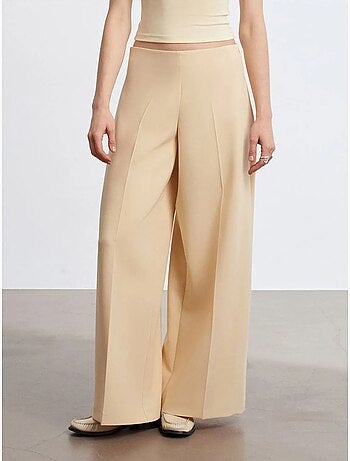 DILVIN Pantalon Large En Crêpe À Taille Haute