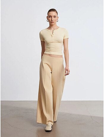 DILVIN Pantalon Large En Crêpe À Taille Haute