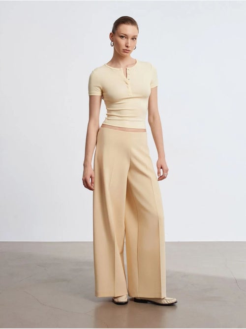 DILVIN Pantalon Large En Crêpe À Taille Haute - Kiabi