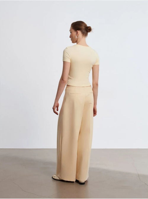 DILVIN Pantalon Large En Crêpe À Taille Haute - Kiabi