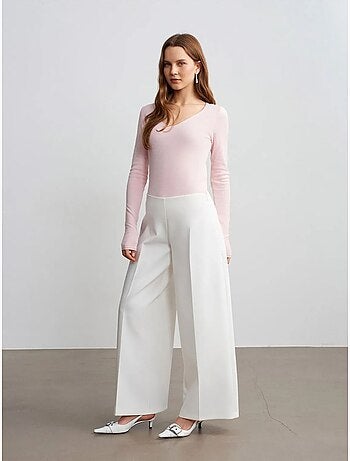 DILVIN Pantalon Large En Crêpe À Taille Haute
