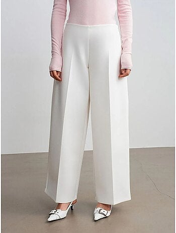 DILVIN Pantalon Large En Crêpe À Taille Haute