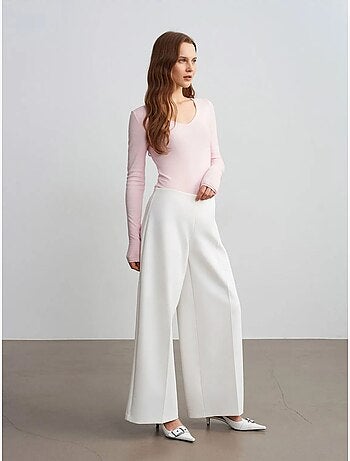 DILVIN Pantalon Large En Crêpe À Taille Haute