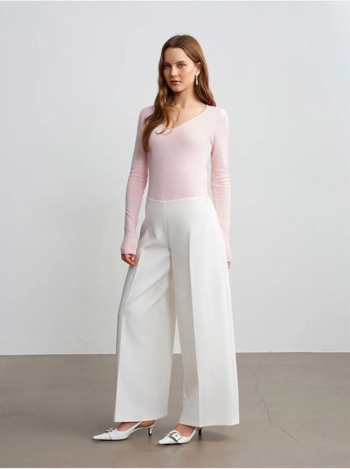 DILVIN Pantalon Large En Crêpe À Taille Haute - Kiabi