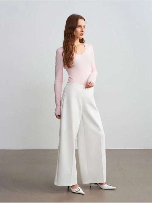 DILVIN Pantalon Large En Crêpe À Taille Haute - Kiabi