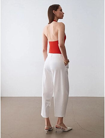 DILVIN Pantalon Large En Crêpe À Taille Haute
