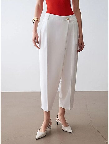 DILVIN Pantalon Large En Crêpe À Taille Haute