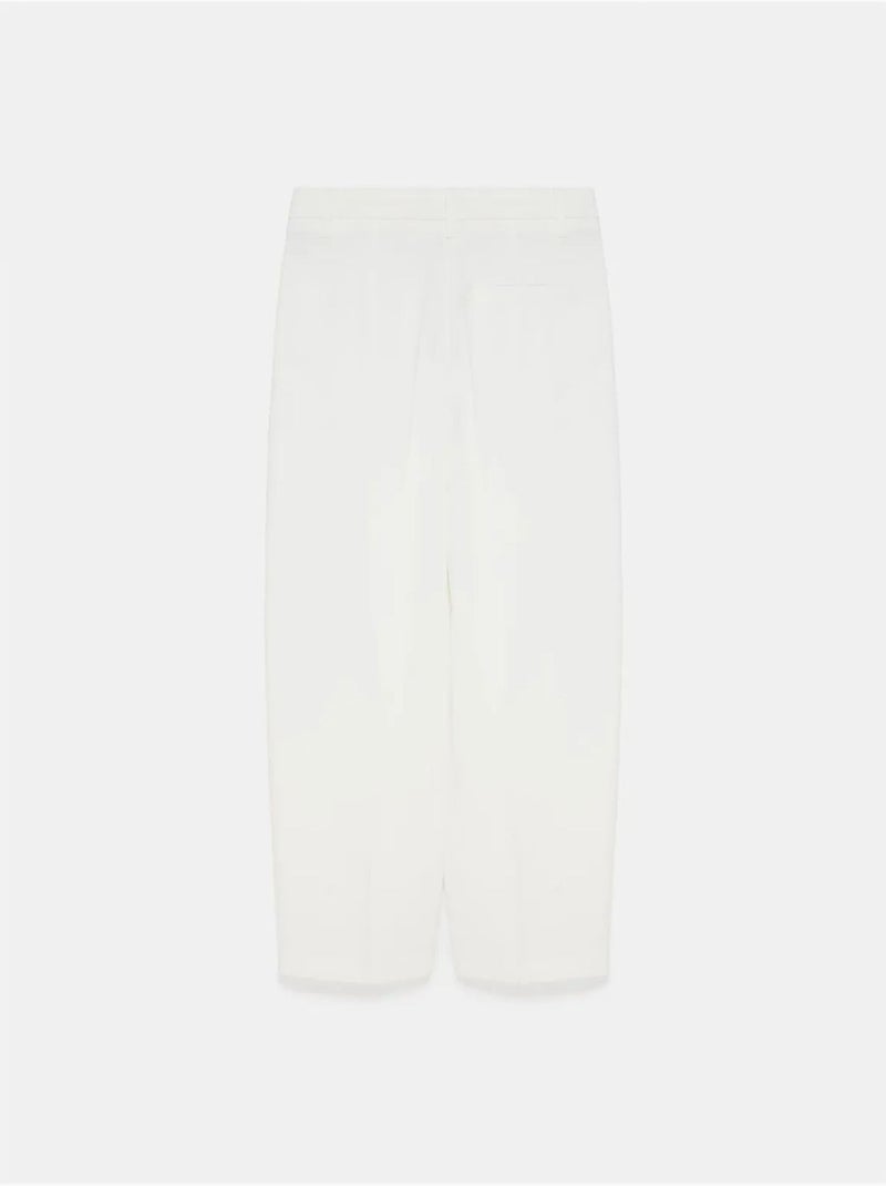 DILVIN Pantalon Large En Crêpe À Taille Haute Blanc - Kiabi