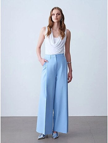 DILVIN Pantalon Large En Crêpe À Taille Haute