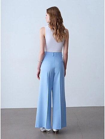 DILVIN Pantalon Large En Crêpe À Taille Haute
