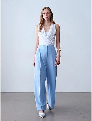 DILVIN Pantalon Large En Crêpe À Taille Haute