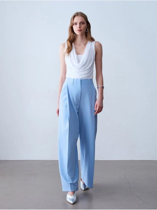 DILVIN Pantalon Large En Crêpe À Taille Haute - Kiabi DILVIN Pantalon Large En Crêpe À Taille Haute - Kiabi