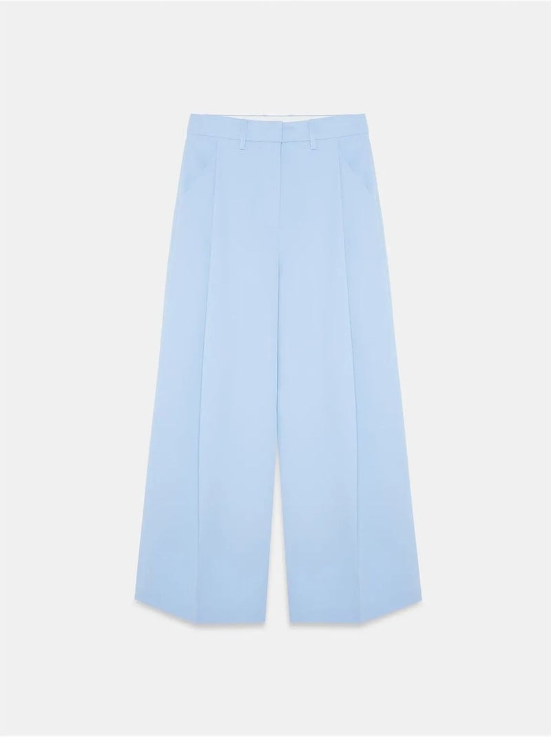 DILVIN Pantalon Large En Crêpe À Taille Haute Bleu ciel - Kiabi