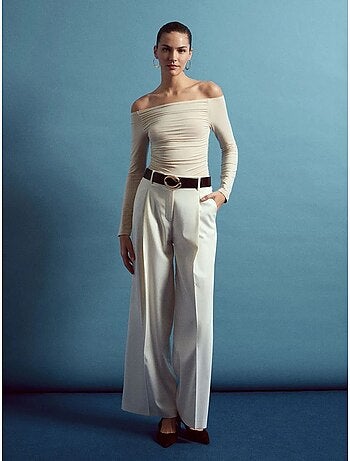 DILVIN Pantalon Large En Crêpe À Taille Haute