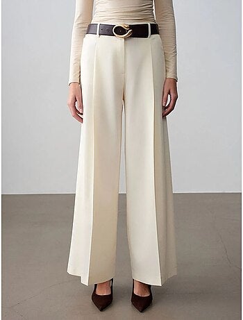 DILVIN Pantalon Large En Crêpe À Taille Haute