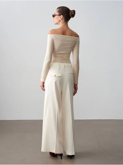 DILVIN Pantalon Large En Crêpe À Taille Haute - Kiabi DILVIN Pantalon Large En Crêpe À Taille Haute - Kiabi