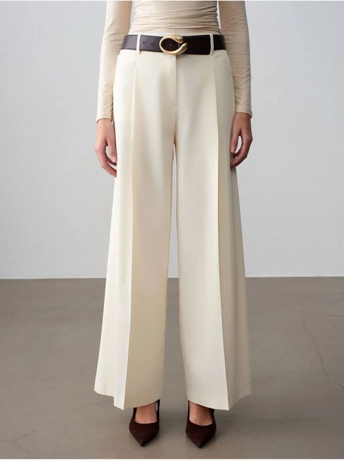 DILVIN Pantalon Large En Crêpe À Taille Haute - Kiabi DILVIN Pantalon Large En Crêpe À Taille Haute - Kiabi