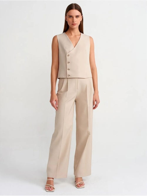 DILVIN Pantalon Large En Crêpe À Taille Haute Et Ceinture - Kiabi DILVIN Pantalon Large En Crêpe À Taille Haute Et Ceinture - Kiabi