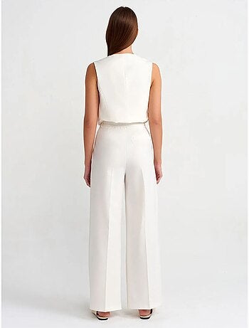 DILVIN Pantalon Large En Crêpe À Taille Haute Et Ceinture