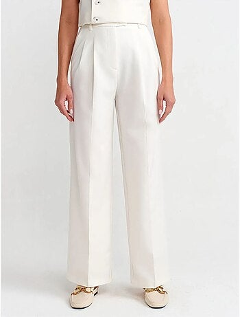 DILVIN Pantalon Large En Crêpe À Taille Haute Et Ceinture