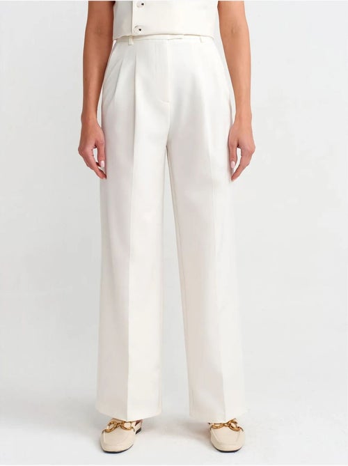 DILVIN Pantalon Large En Crêpe À Taille Haute Et Ceinture - Kiabi