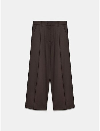 DILVIN Pantalon Large En Crêpe À Taille Haute