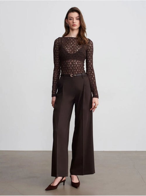 DILVIN Pantalon Large En Crêpe À Taille Haute - Kiabi DILVIN Pantalon Large En Crêpe À Taille Haute - Kiabi