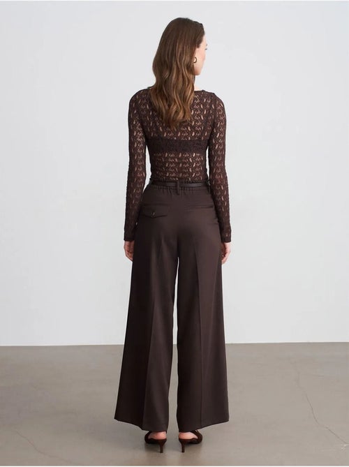 DILVIN Pantalon Large En Crêpe À Taille Haute - Kiabi DILVIN Pantalon Large En Crêpe À Taille Haute - Kiabi