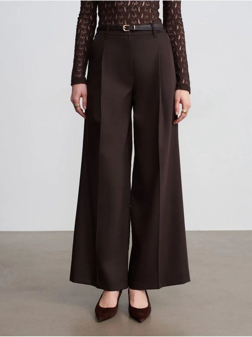 DILVIN Pantalon Large En Crêpe À Taille Haute - Kiabi DILVIN Pantalon Large En Crêpe À Taille Haute - Kiabi