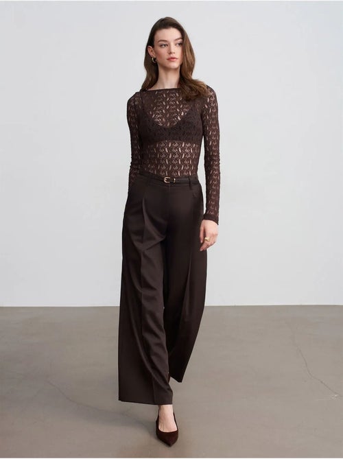 DILVIN Pantalon Large En Crêpe À Taille Haute - Kiabi DILVIN Pantalon Large En Crêpe À Taille Haute - Kiabi