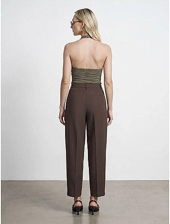 DILVIN Pantalon Large En Crêpe À Taille Haute