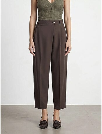 DILVIN Pantalon Large En Crêpe À Taille Haute