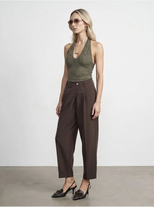 DILVIN Pantalon Large En Crêpe À Taille Haute - Kiabi