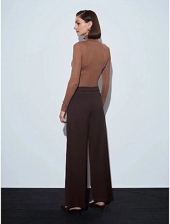 DILVIN Pantalon Large En Crêpe À Taille Haute