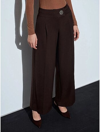 DILVIN Pantalon Large En Crêpe À Taille Haute