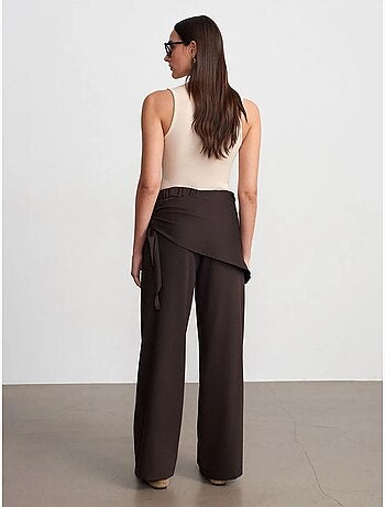 DILVIN Pantalon Large En Crêpe À Taille Haute