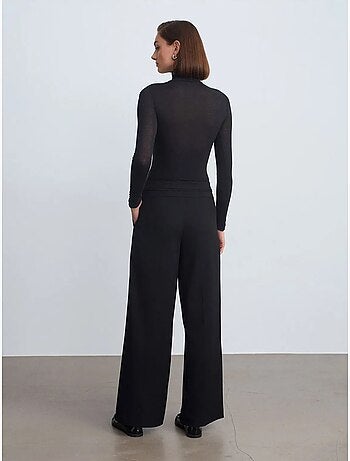 DILVIN Pantalon Large En Crêpe À Taille Haute