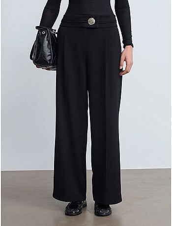 DILVIN Pantalon Large En Crêpe À Taille Haute