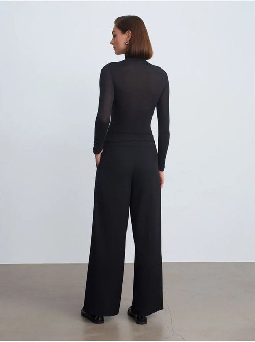DILVIN Pantalon Large En Crêpe À Taille Haute - Kiabi DILVIN Pantalon Large En Crêpe À Taille Haute - Kiabi