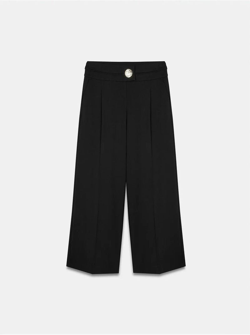 DILVIN Pantalon Large En Crêpe À Taille Haute Noir - Kiabi