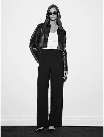 DILVIN Pantalon Large En Crêpe À Taille Haute