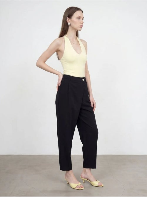 DILVIN Pantalon Large En Crêpe À Taille Haute - Kiabi