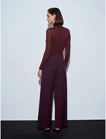 DILVIN Pantalon Large En Crêpe À Taille Haute